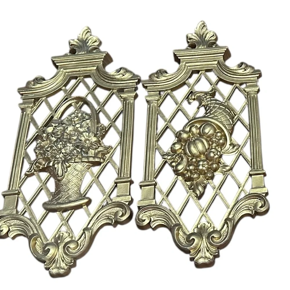 Vintage 1971 Dart Gold Wall Plaques Hollywood‎ Regency Set of 4